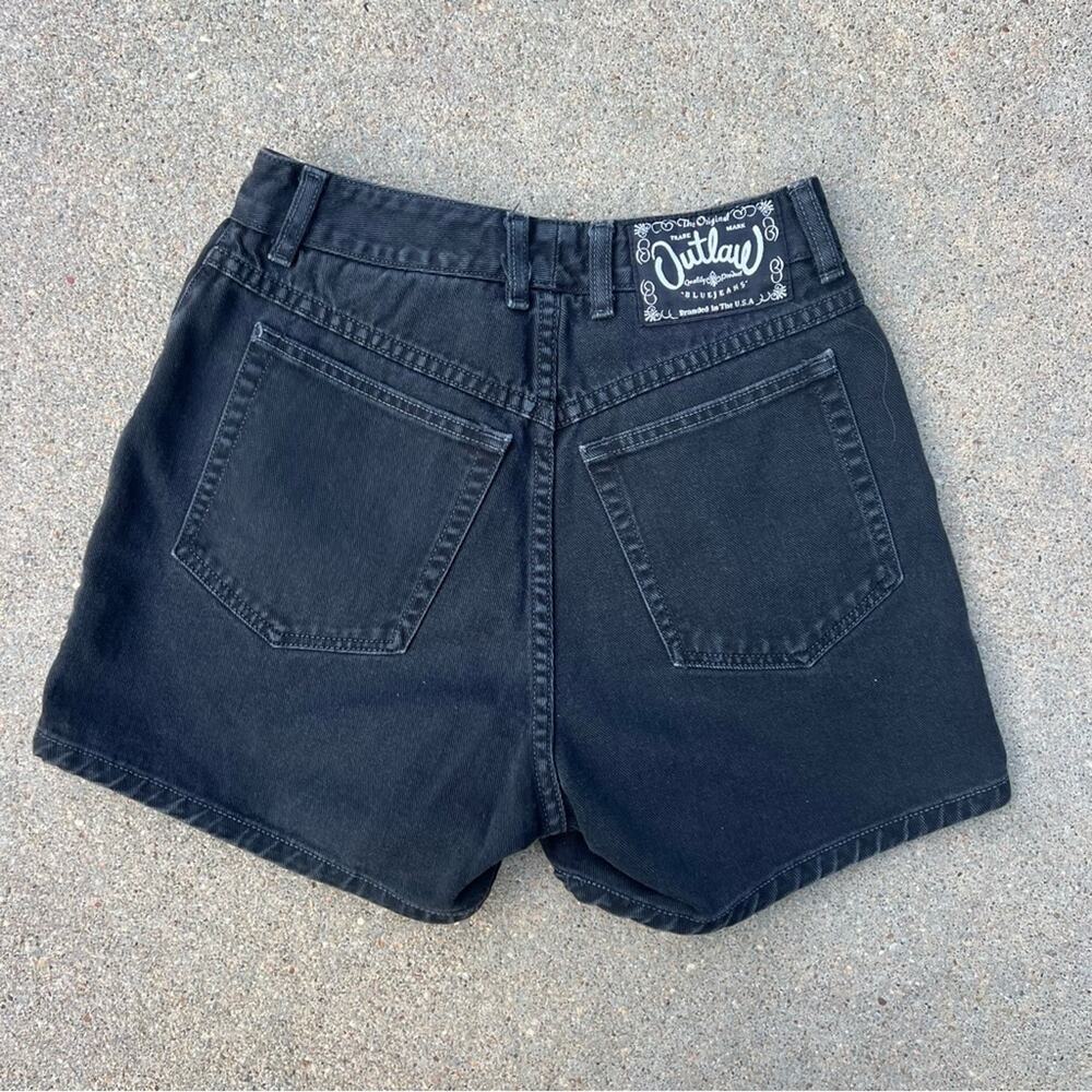 Vintage 90s outlaw beware of imposters high rise black Jean Shorty shorts Size 5